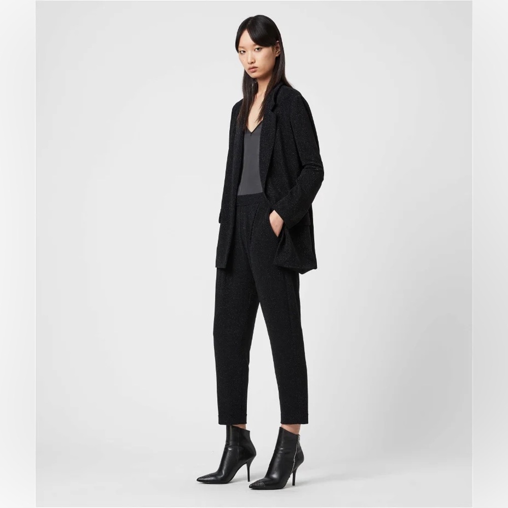 All Saints Alieda Shimmer Trousers In Black